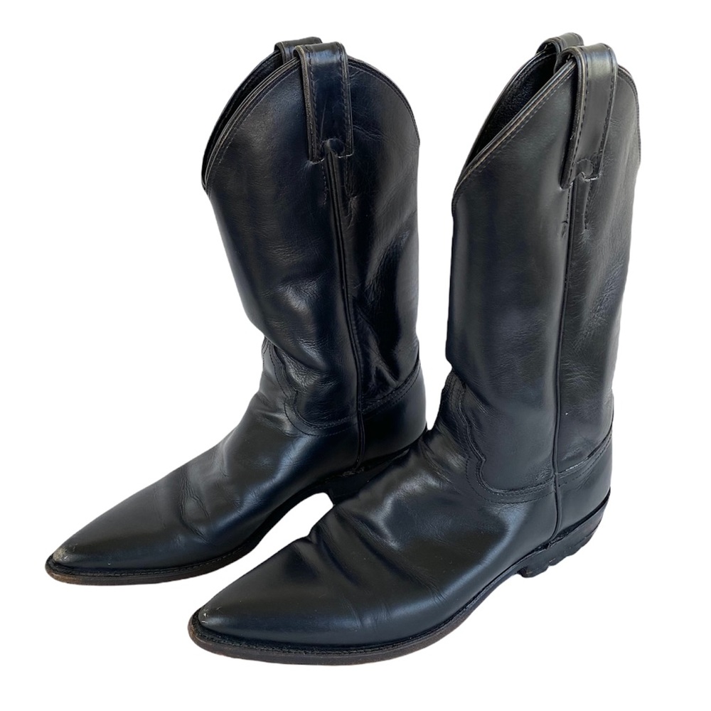 Justin Vintage Black Leather Cowboy Boots